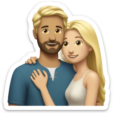 blonde woman long hair, hugging a blonde man with beard. he short hair sticker