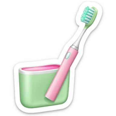light green and pink toothbrush and floral toothpaste sticker