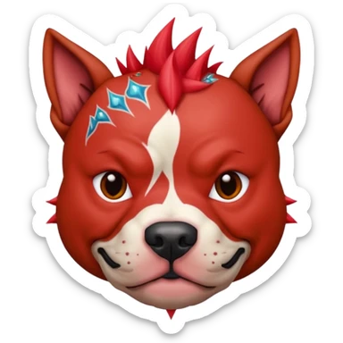 very tattoed face pitbull dog with red spiky hair sticker