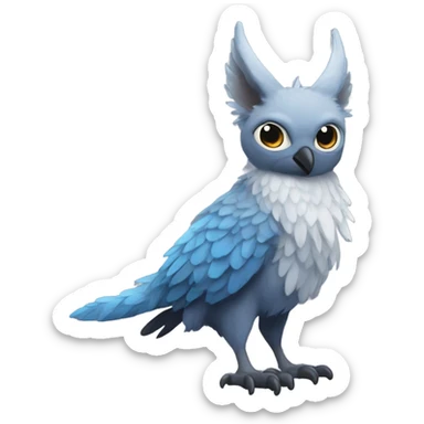 Trico The Last Guardian Creature With Blue Horns, Grey feather Wings, And long tufted tail sticker