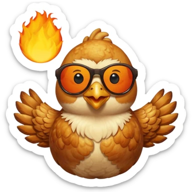 balls with chicken in fire sun glasses sticker