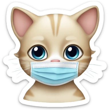 baby cat with covid mask sticker