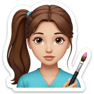 pretty girl brown long hair makeup ponytail sticker