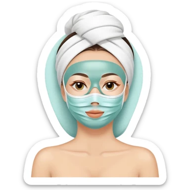 Lady with face mask spa beauty full face relaxing sticker