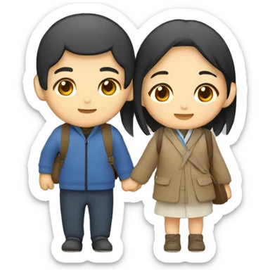 Cute Asian couple traveling Japan  sticker