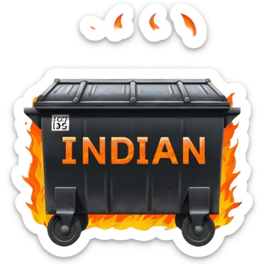 Flaming dumpster fire with the words "Indian government" on the dumpster. No typo. sticker