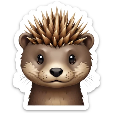 really cute confused otter face with asymmetric spiky thorny wooden bramble wrapped on the top of its head only, no leaves sticker