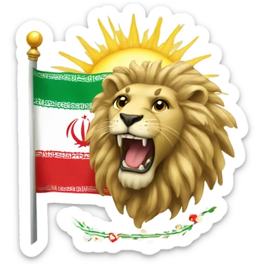 Iran flag lion and sun sticker