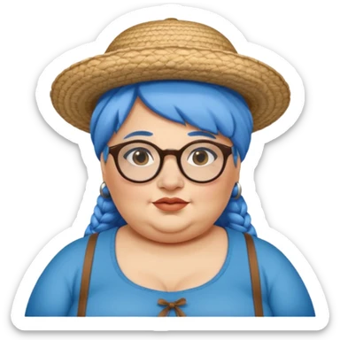 woman glassess, very fat venice gondolier with iconic hat and blue hair woman sticker