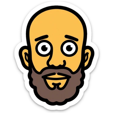 Omar Simpson character with bald head, round eyes, and stubble beard sticker