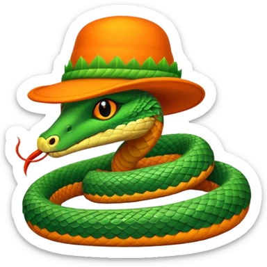 snake with orange feathered hats sticker