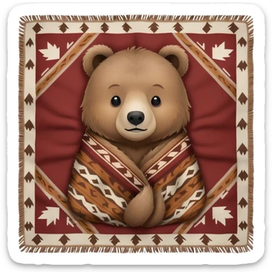 Baby grizzly bear cub cozy in a Pendleton blanket  sticker