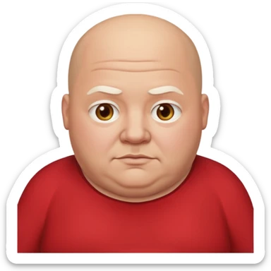 fat man bald wearing red tunic not smiling sticker