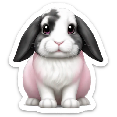 Black white and pink spot holland lop rabbit sticker