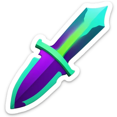 45° angle Aurora borealis purple teal lime green dagger knife sword sticker