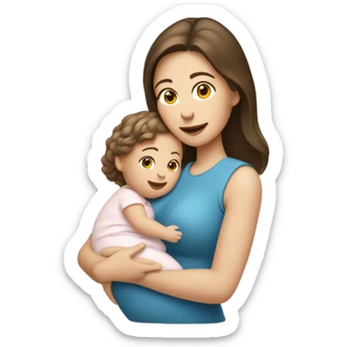 Pale brunette women holding baby sticker