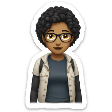 Soft butch lesbian with dark hair and glasses sticker