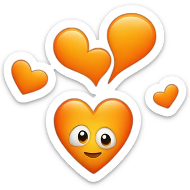 two orange hearts, one large in the center and one small above sticker