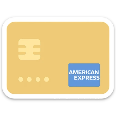 flat color icon of American Express Gold credit card with gold and blue accents, no text sticker