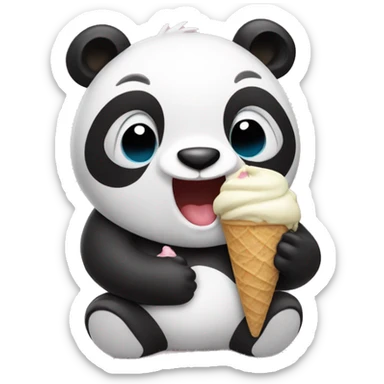 Panda eating ice cream sticker