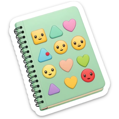 pale green note book with stickers sticker