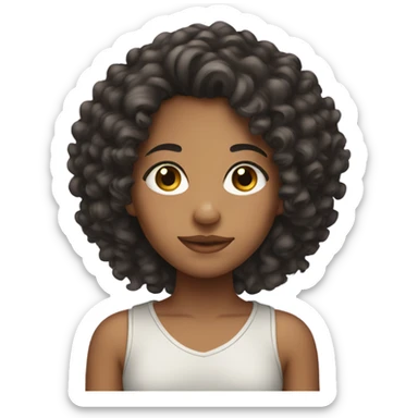 a mixed girl with 3a curly hair sticker