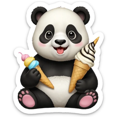 Panda eating ice cream sticker