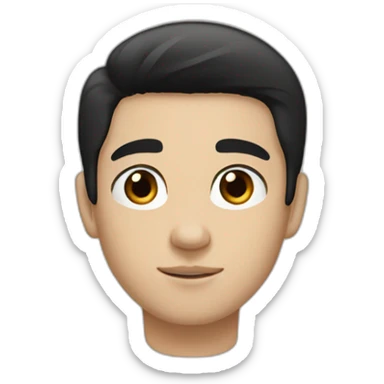 White boy with straight black hair and brown eyes sticker