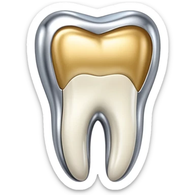 human tooth emoji, smooth chrome ceramic-metal texture, clean medical luxury aesthetic, isolated on white, no face sticker