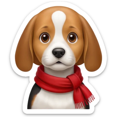 Beagle wearing a red scarf sticker