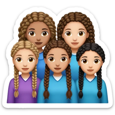 3 girls, one lightskin with curly brown hair, one light skin with black straight hair, and one with braids sticker