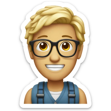 Nerd face with braces and big glasses sticker