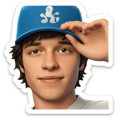 smiling boy in blue hat sticker