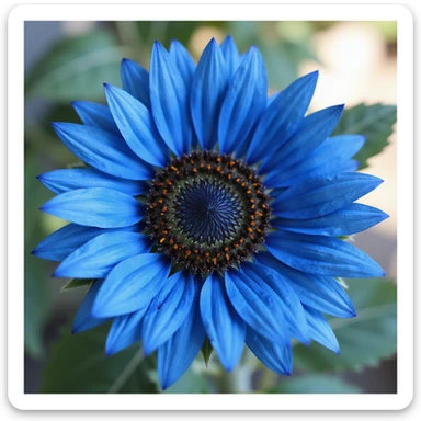 blue sunflower, realistic style, detailed petals sticker
