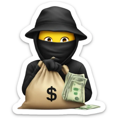 Robber emoji with cash bag sticker