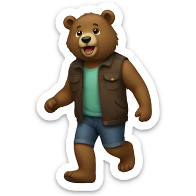 Urso a passear sticker