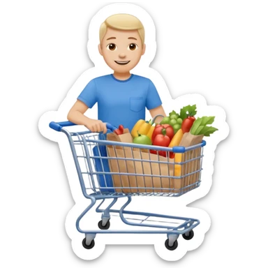 Pushing a shopping cart sticker