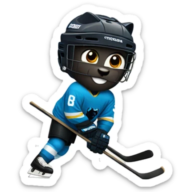 Panther playing icehockey sticker