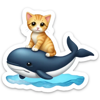 Kitten riding a whale sticker