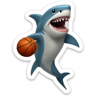 Shark playing basketball sticker