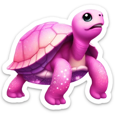 Pink ombre full body turtle with glitter  sticker