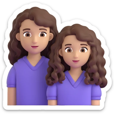 long light brown hair girl with pale skin and boy with black curly hair and tanned skin looking at each other sticker