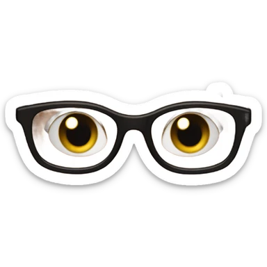 syrian girl, really dark brown hair, curly hair, hazel brown eyes, black glasses, red lips. sticker