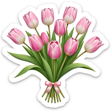 tulips in a whie bouquet with five pink tulips sticker