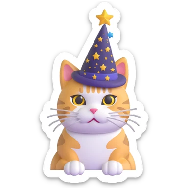 cat magician with a starry hat sticker