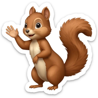 squirrel waving hand from the side sticker