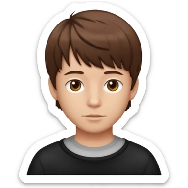 create a fringe haircut boy with a brown hair sticker