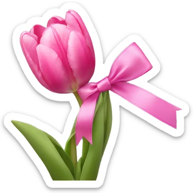 Pink tulips with a pink ribbon sticker
