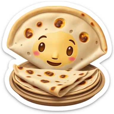 Cinematic Realistic Roti Dish Emoji, showcasing freshly made flatbread rendered with lifelike detail and warm natural lighting. sticker