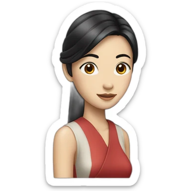 Skinny Chinese lady with long black hair sticker